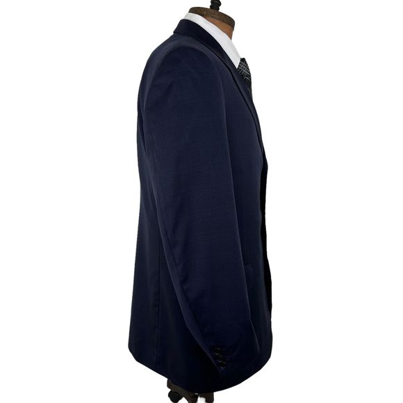 Canali Mens 3 Button Blazer Size 42R Blue Wool Check Made in Italy - Picture 4 of 7